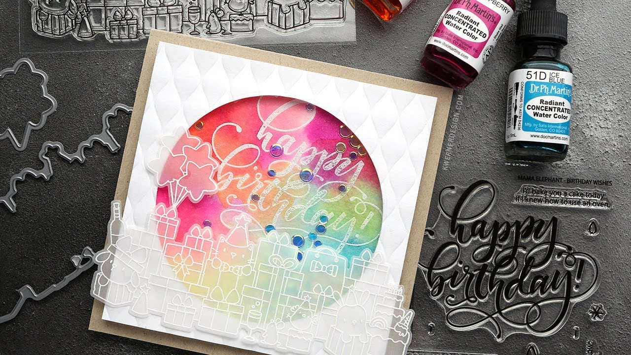 EASY Watercolor Birthday Shaker Card