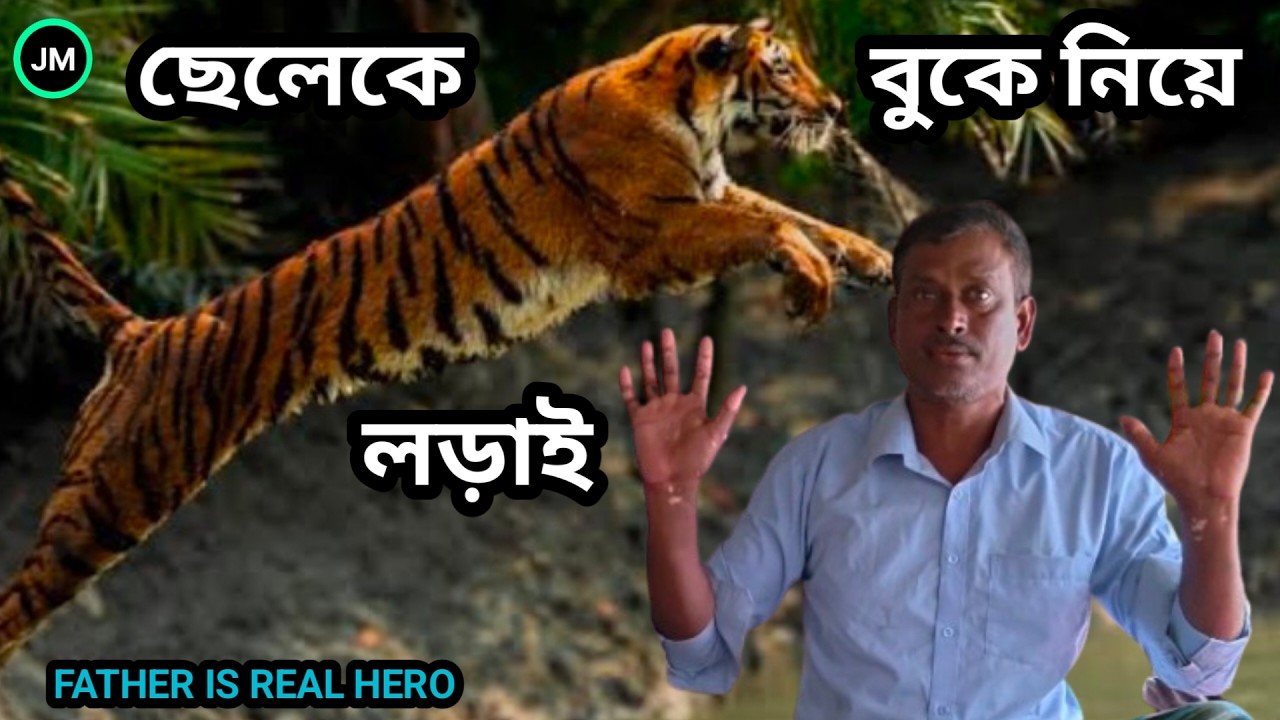 ছেলেকে বুকে নিয়ে বাঘের সাথে লড়াই করে ফিরল বাবা।Father returns from fight with tiger,carrying son
