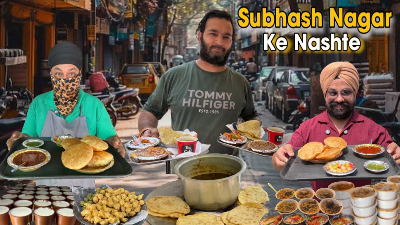 Delhi’s No.1 Street Food in Subhash Nagar | Paper Bathure , Kulcha Roll , Atta poori
