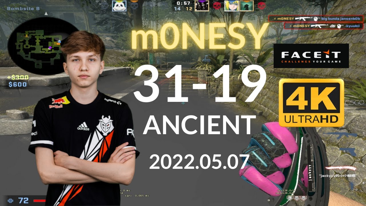 【4K CSGO POV】⚡m0NESY (31-19) (ANCIENT) @ FACEIT 5V5 RANKED 2022.05.07（🔥See Description🔥）