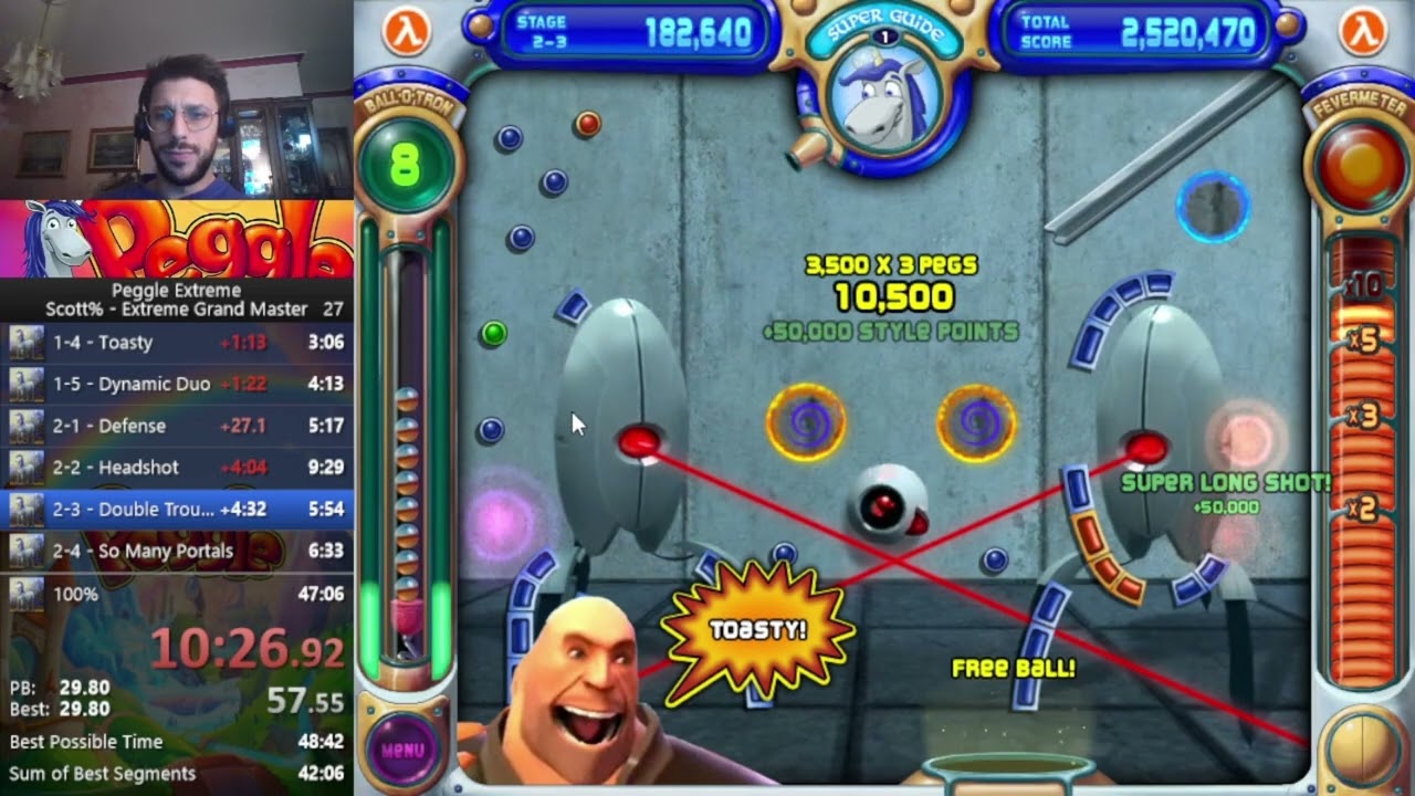 Peggle Extreme - Scott% - Extreme Grand Master Speedrun - 24:45