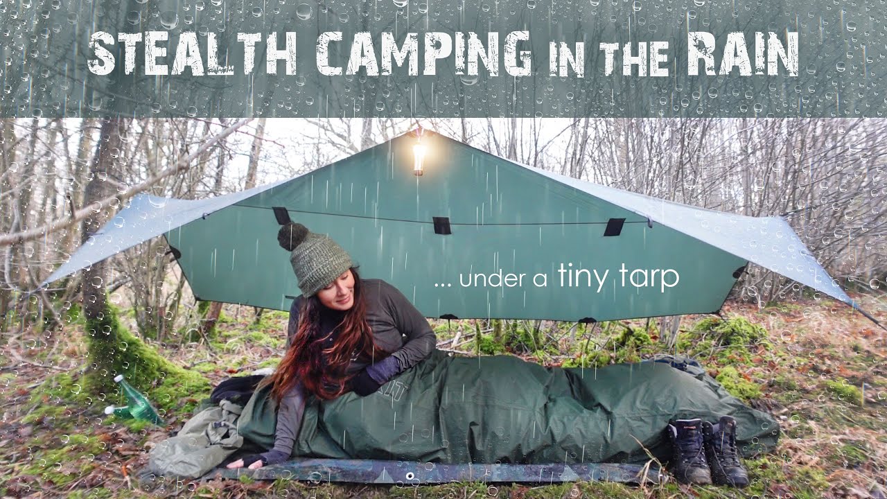 Stealth Wild Camping under a Tiny Tarp in the Rain 🌦️