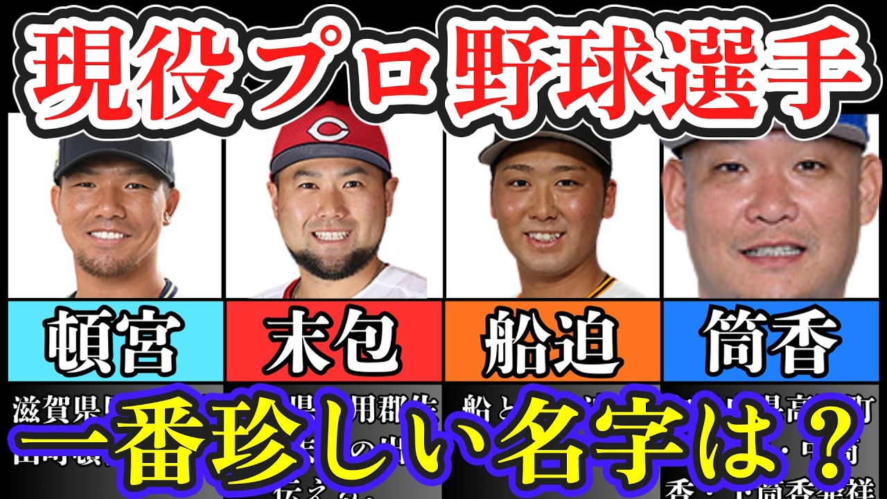 【2025年9月】現役プロ野球選手（育成含む）の希少名字ランキング TOP85（全国1,000人以下）【苗字】