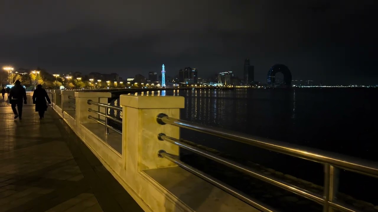 Walking in Baku Boulevard in a chilly night