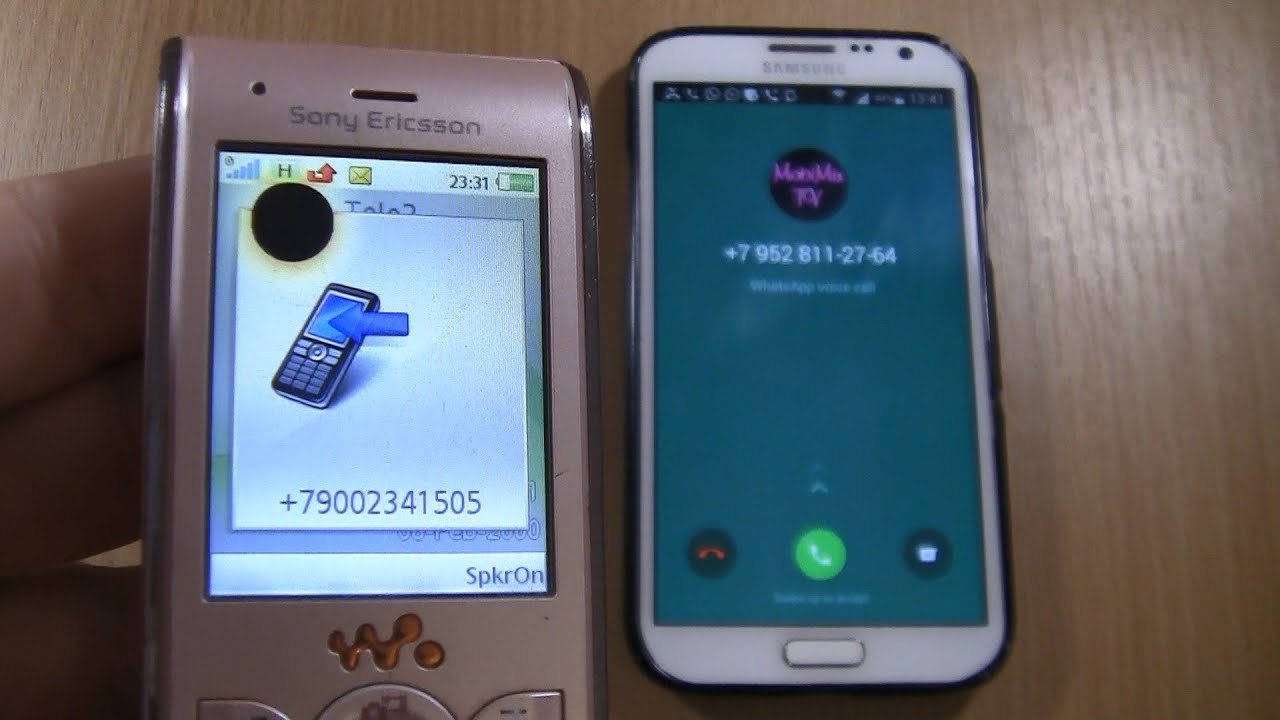 WhatsApp Incoming & Outgoing call at the Same Time Samsung Galaxy Note 2 + Sony Ericsson Walkman