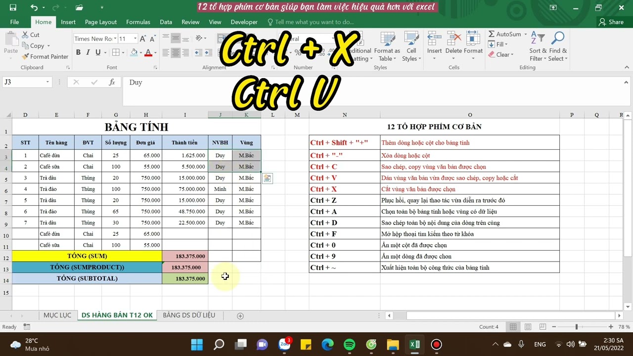 12 Phím tắt giúp bạn làm việc nhanh và hiệu quả hơn trong excel