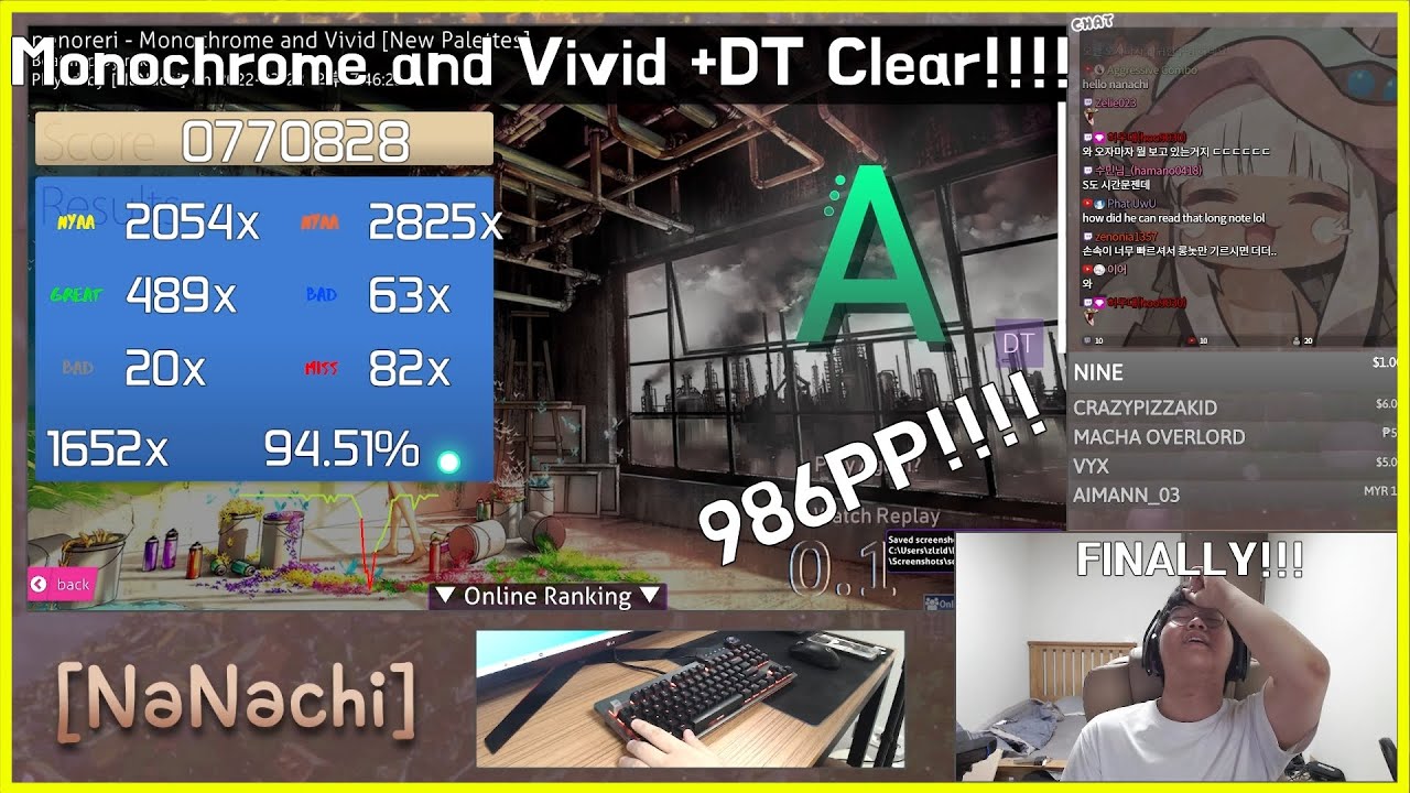 [OSU!MANIA] penoreri - Monochrome and Vivid +DT 986PP PLAY!!!