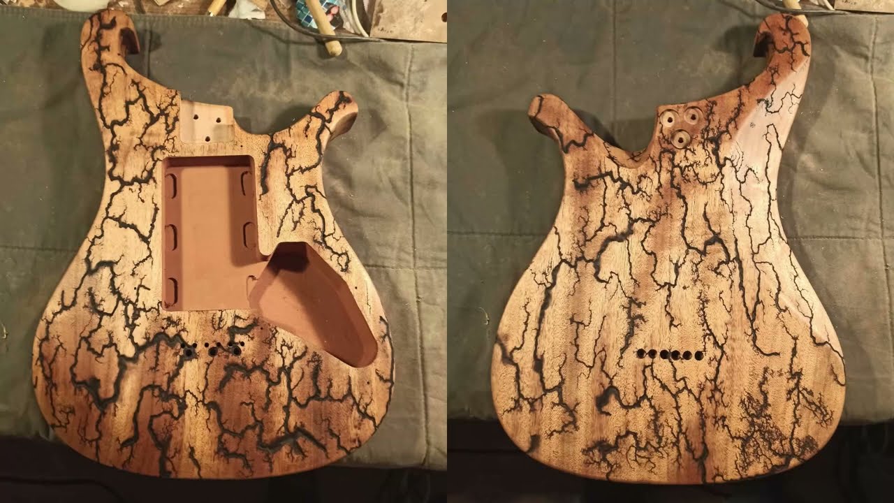 Br&ucirc;ler une guitare &eacute;lectrique &agrave; l'&eacute;lectricit&eacute; !! (Lichtenberg Wood)