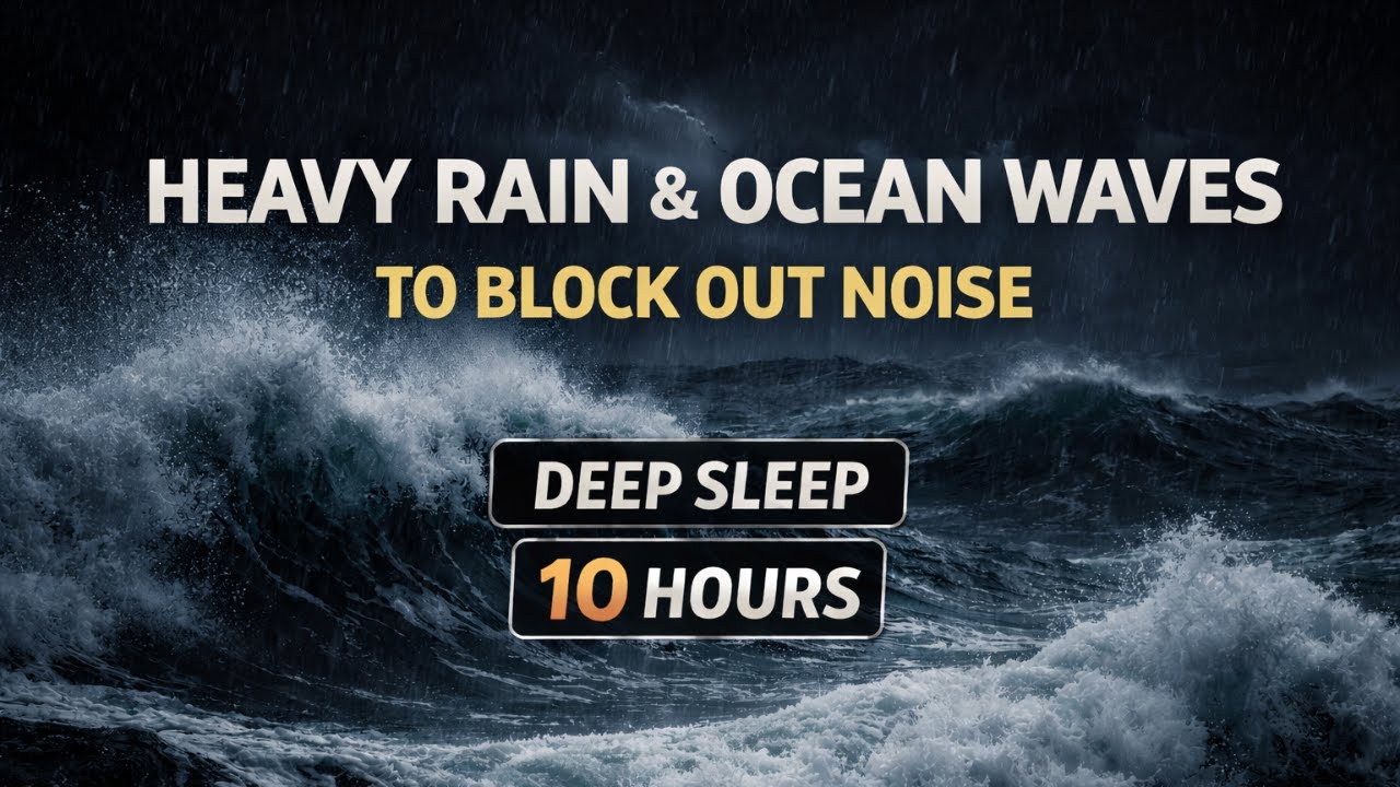 Heavy Rain & Ocean Waves to Block Out Noise | Deep Sleep | 10 Hours