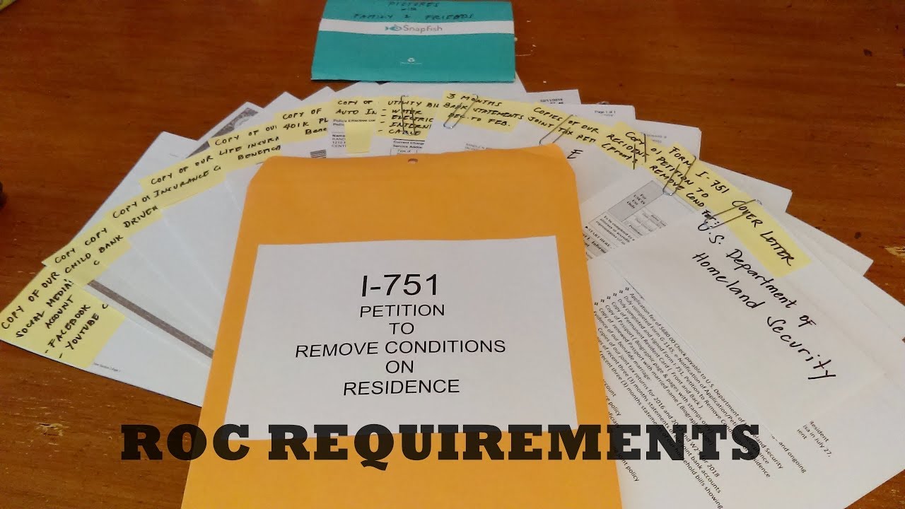 I -751 PETITION TO REMOVE CONDITION ON RESIDENCE  REQUIREMENTS l ROC I EXPIRING 2 YEAR GREEN CARD