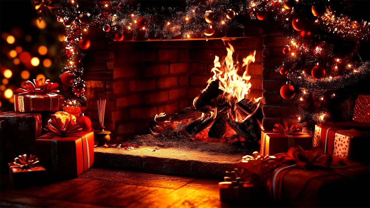 🔥 Успокаивающая рождественская атмосфера 🎄 Инструментальная рождественская джазовая музыка с камином