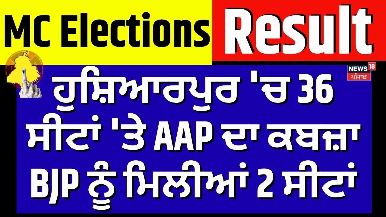 LIVE | Hoshiarpur MC Election Result | ਹੁਸ਼ਿਆਰਪੁਰ 'ਚ 36 ਸੀਟਾਂ 'ਤੇ AAP ਦਾ ਕਬਜ਼ਾ, BJP ਨੂੰ ਮਿਲੀਆਂ 2 ਸੀਟਾਂ