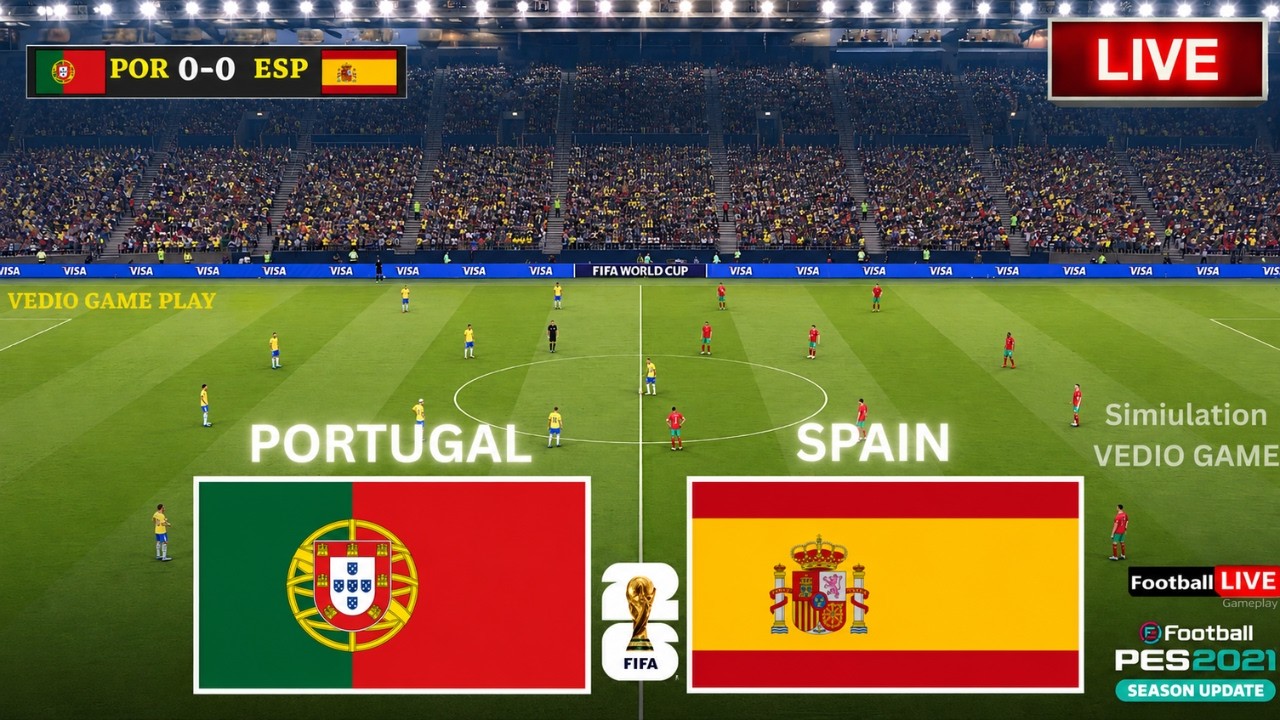 🔴 Portugal vs Spain Live | FIFA World Cup 2026 Live | Football Match Live | Simulation Video Game