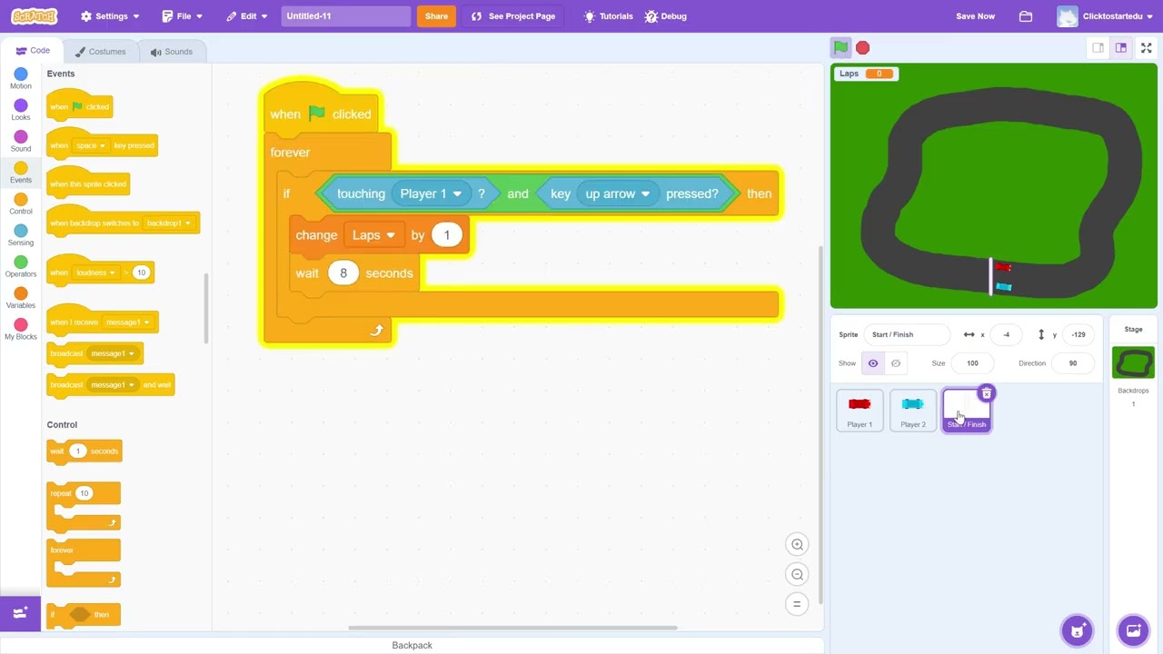Build a 2 PLAYER top-down racing game in SCRATCH - PART 4