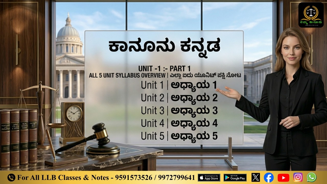 KSLU | Kanoonu Kannada || ಕಾನೂನು ಕನ್ನಡ || ಎಲ್ಲಾ 5 Unit ಸಿಲ್ಲಬಸ್ ಒಂದೇ ವಿಡಿಯೋದಲ್ಲಿ !!! 9591573526