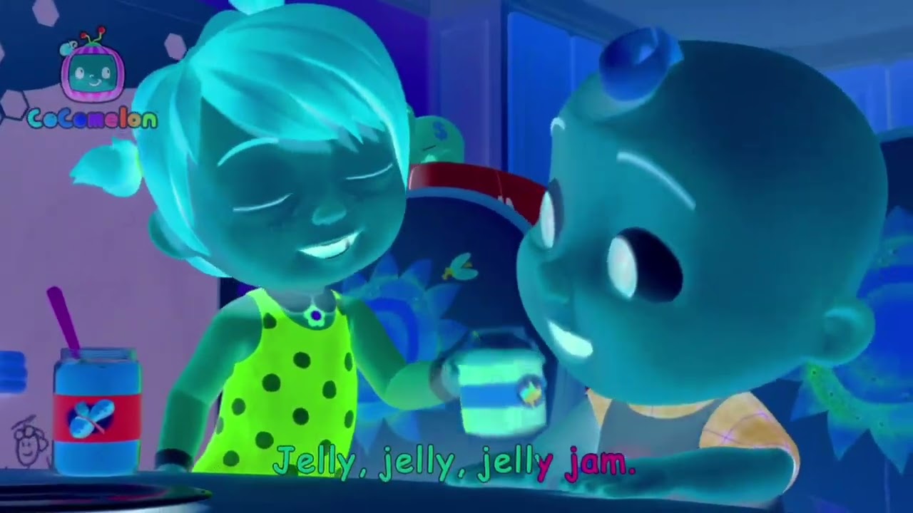 Cocomelon says peanut butter, butter, butter, jelly, jelly, jelly jam. / Voice pitch effects