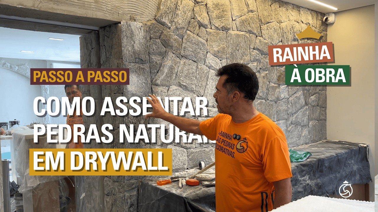 Como assentar pedra natural em parede de drywall | Passo a passo profissional