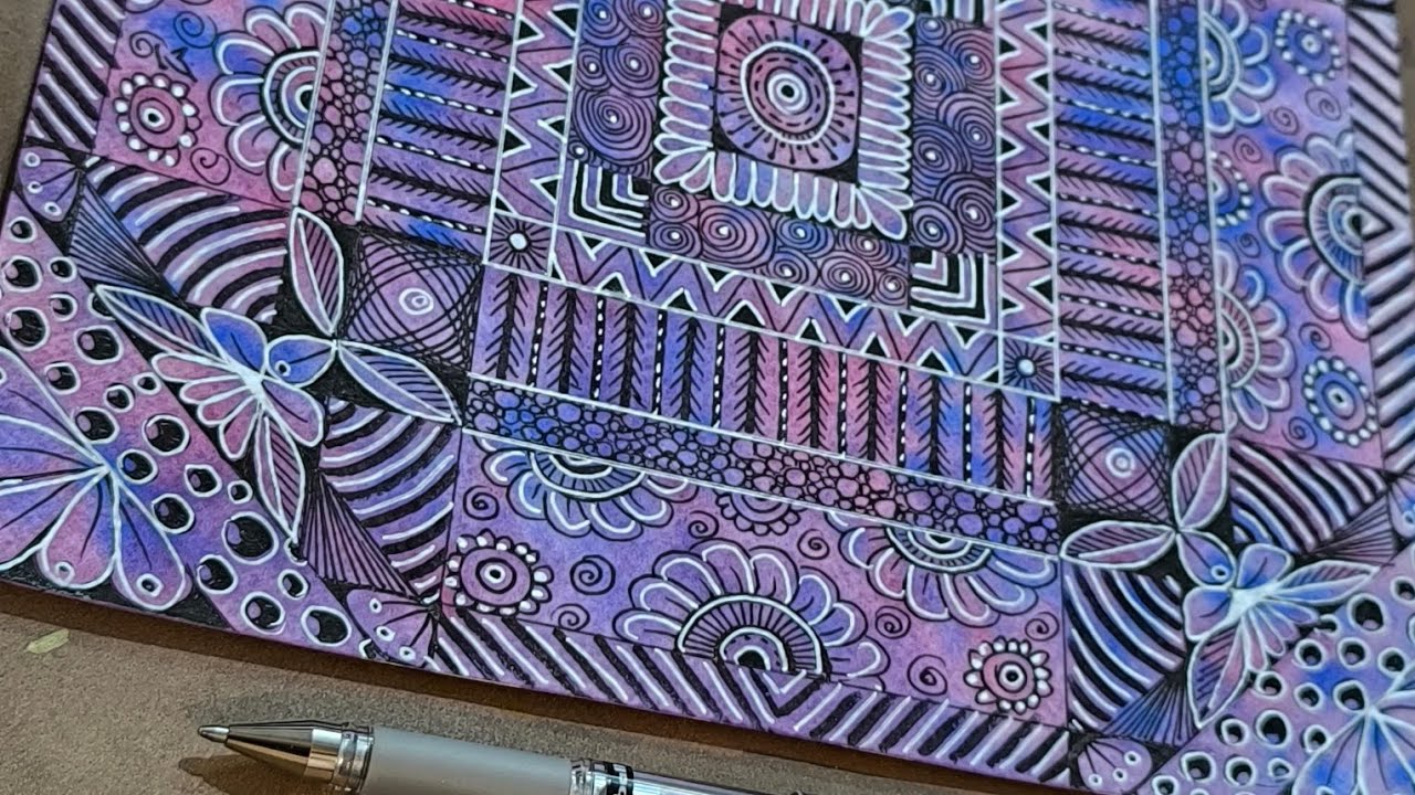 Zentangle Art Ideas | Easy & Relaxing Violet Doodle Patterns