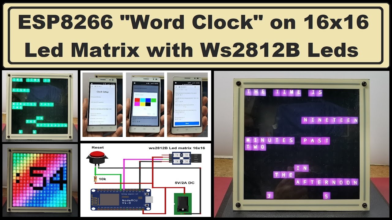 ESP8266 Word Clock on 16x16 Led Matrix