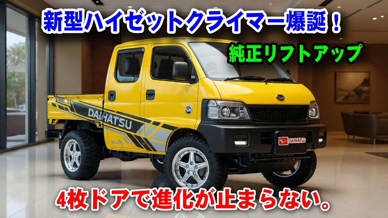新型ハイゼットクライマー爆誕！純正リフトアップ＆4枚ドアで進化が止まらない。ダイハツの本気を見ろ！