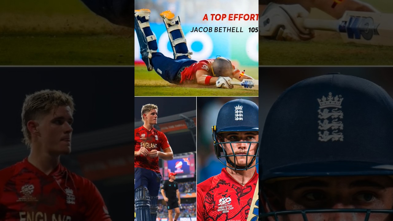 Jacob Bethell ne India ke khilaf thoka 105 runs 🔥🤯 #JacobBethell #INDvsENG #century #T20WorldCup2026