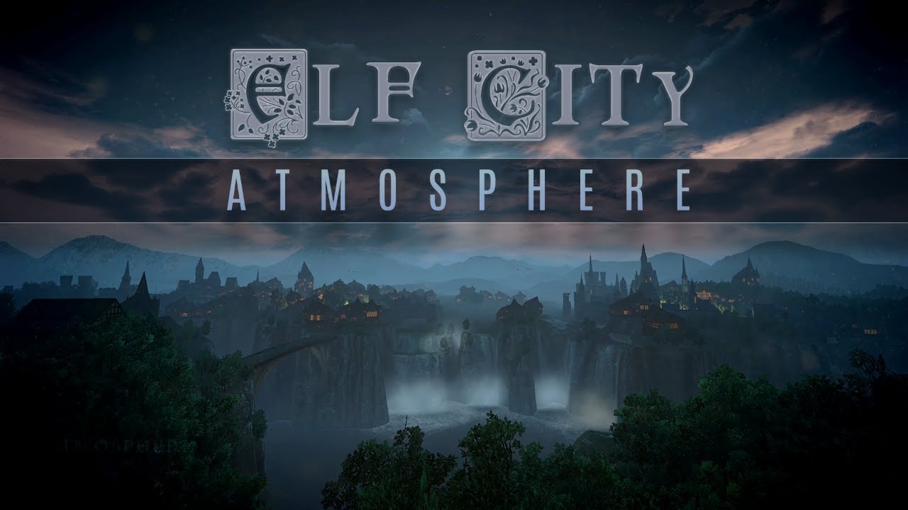 Elven City - Night Ambience | ASMR Ambience