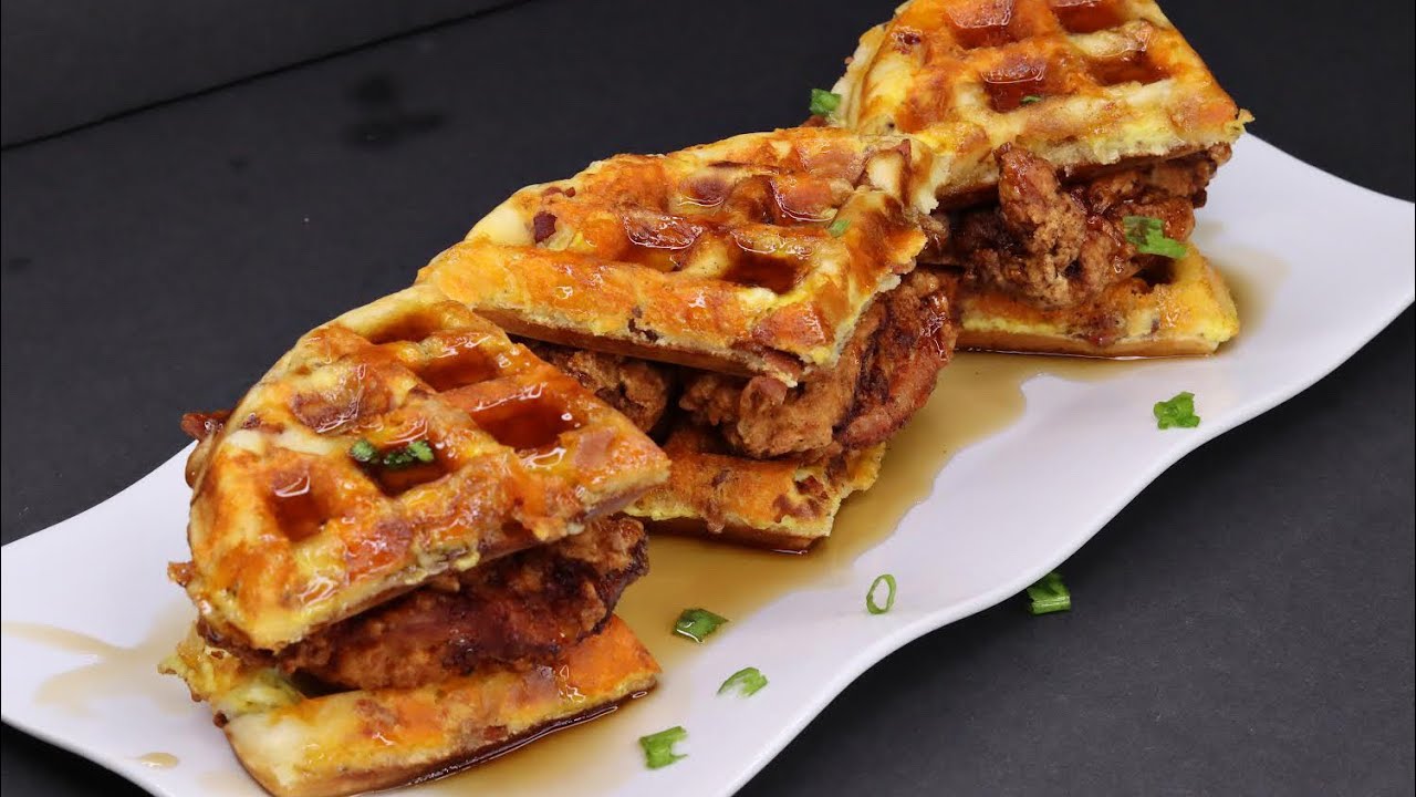 Buttermilk Fried Chicken and Bacon Egg and Cheese Waffles | Chicken and waffles Recipe