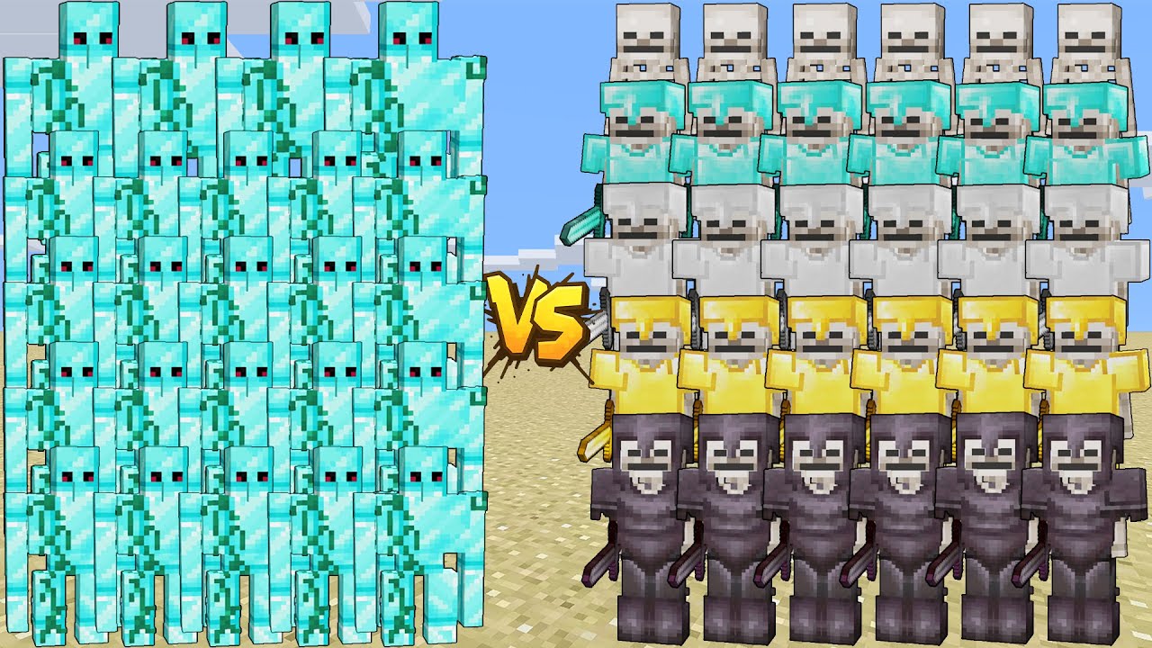 DIAMOND GOLEM ARMY VS SKELETON FAMILY &ndash; DEATHRUN CHALLENGE | BATTLE MINECRAFT