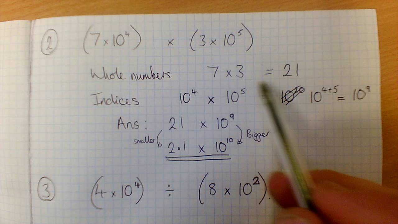 Standard form calculations without a calculator
