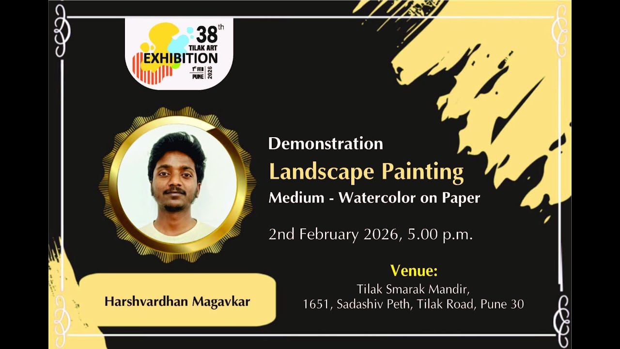 V V Oak Art Exhibition 2026 Live Demo Day 2 Watercolour Landscape by Harshavardhan Magavkar