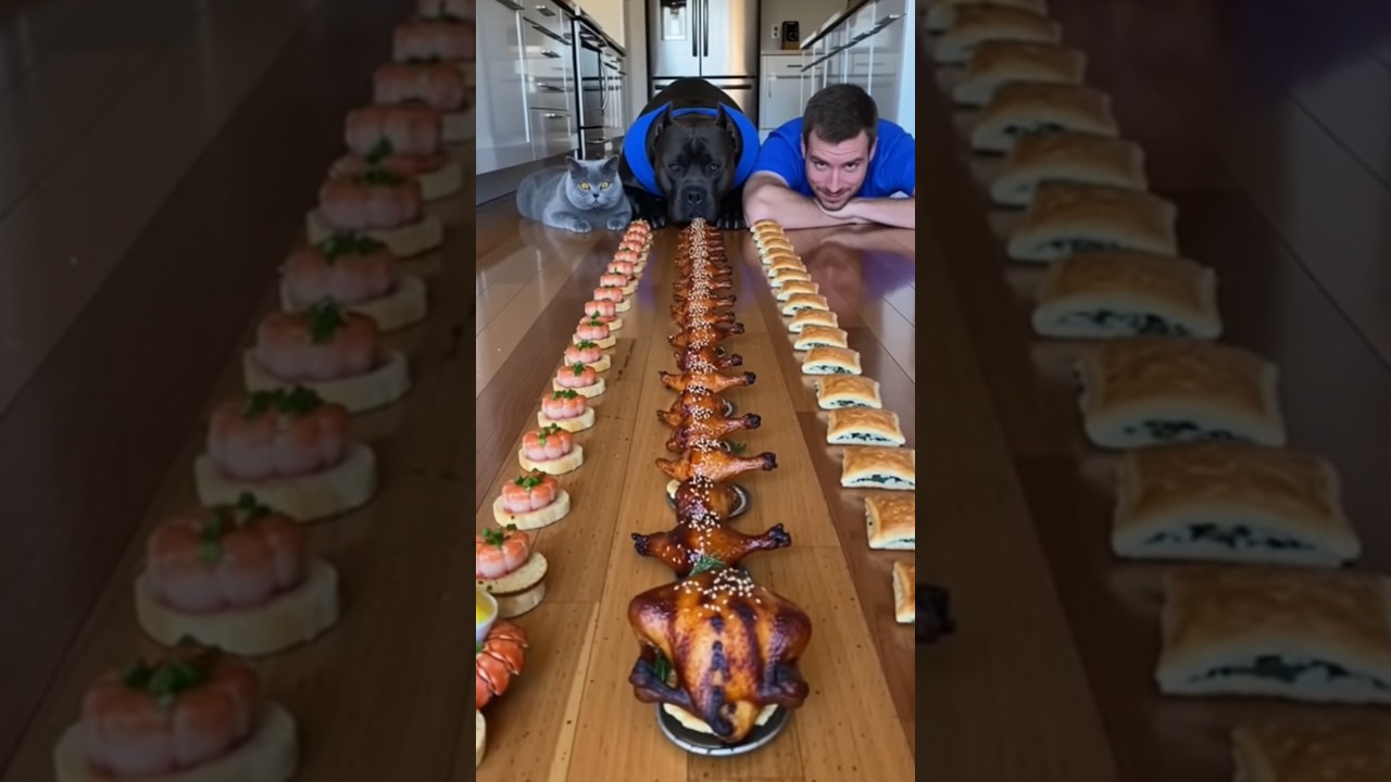 They Eat Like He Has a Point to Prove 😤 #foodchallenge #catvsdog #eatingchallenge #pets #food #paw