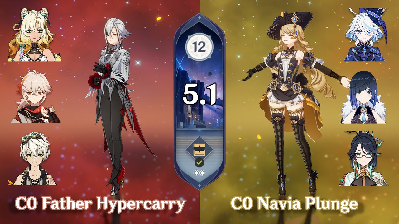 5.1 Spiral Abyss Floor 12 -  C0 Arlecchino and C0 Navia - Genshin Impact