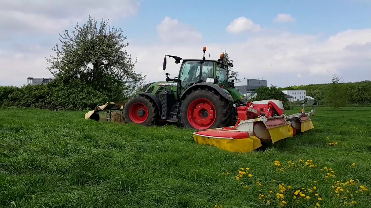1 Schnitt 2018 Mähen mit Fendt Vario 722 und Krone Easy Cut F 320 M und Pöttinger Novacat A10