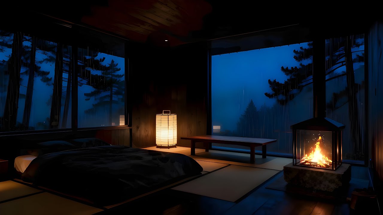 Heavy Rain Sounds for Sleeping | Dark Cozy Cabin Ambience for Deep Sleep