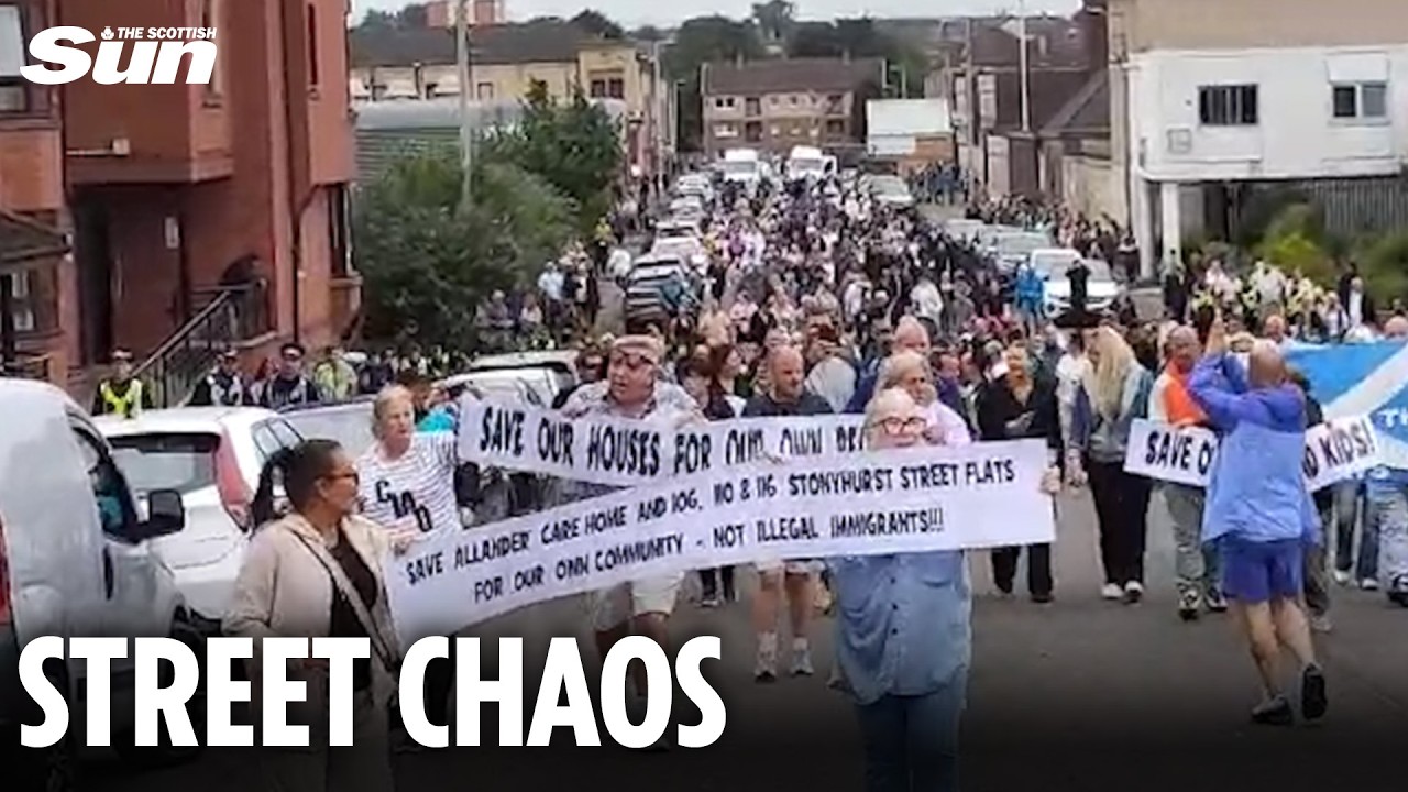 Hundreds of anti-immigration protestors block off Glasgow roads in latest demo over 'sex attack'