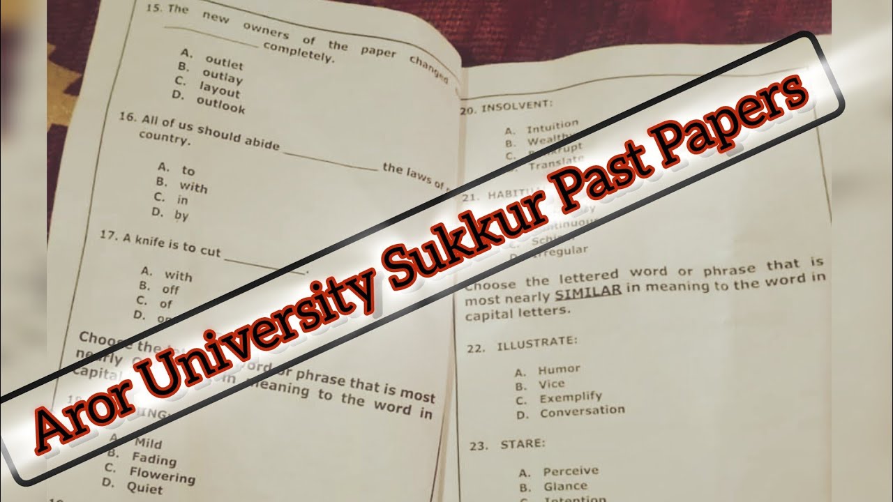 Aror University Entry test 2024 #pastpapersEntryofaroruniversitysukkur