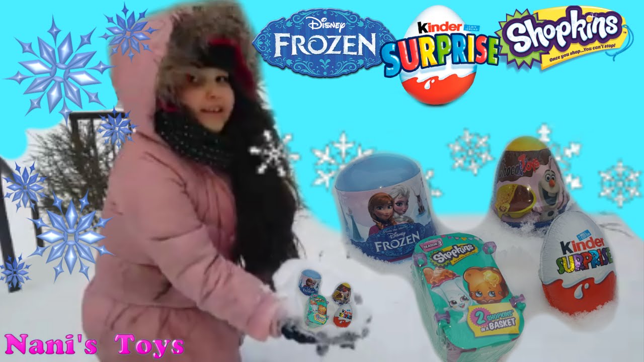 Disney Frozen  Surprise Egg  Kinder Surprise Egg  Shopkins Surprises | Snow Day Surprise Opening