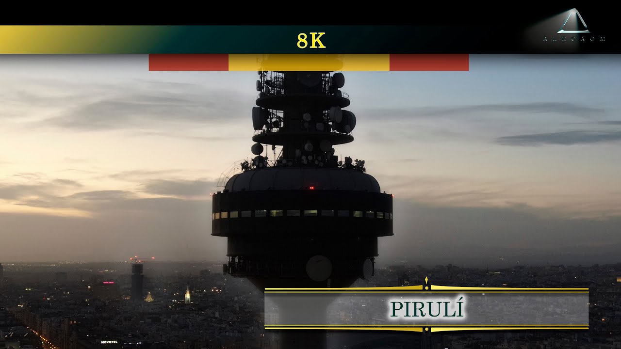 ANOCHECER EN EL PIRULÍ Torrespaña desde el aire a 8K / Madrid España TV 24h RTVE