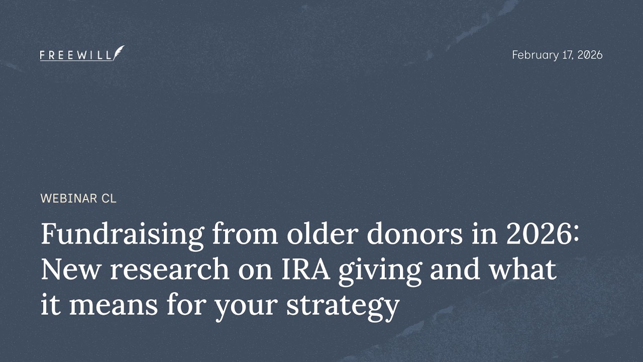 Webinar: Fundraising from older donors: New research on IRA giving & what it means for your strategy
