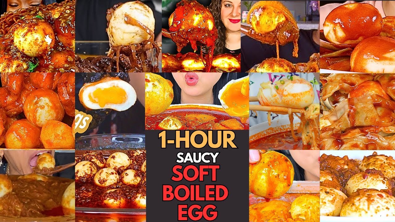 🥚🍳🔥 ASMR 1-HOUR Soft Boiled Egg Mukbang - Saucy & Mouthwatering! | MUKBANG COMPILATION🕑🥚😋