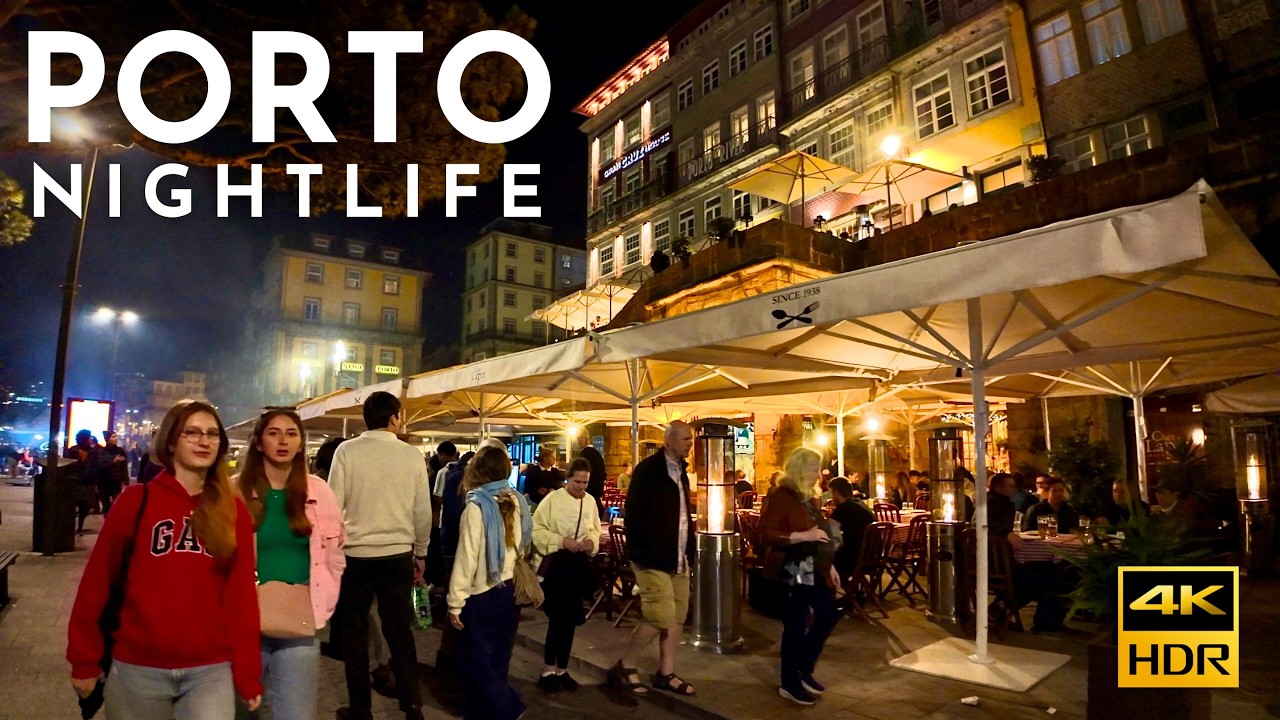 Saturday night in Porto PORTUGAL: Gaia & Ribeira Nightlife 4K HDR