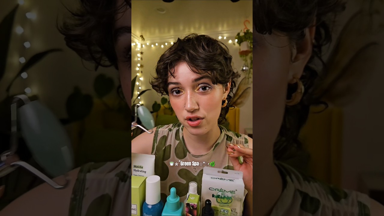 Everything at this spa is GREEN 🐸🌿🍵💚✨️ #greenskincare #asmrskincare #spa