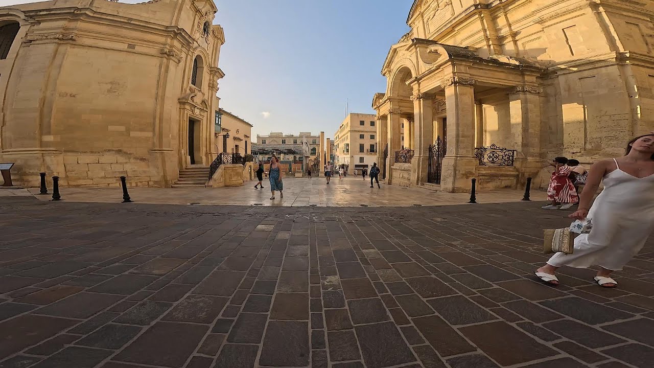 🇲🇹 Valletta, Malta 4K Walking Tour (August 2025) – Afternoon City Walk & Grand Harbour Views