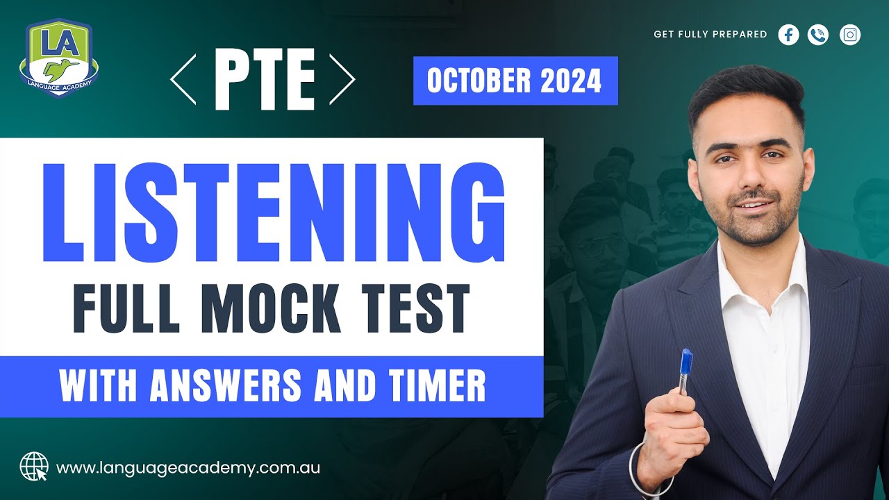 PTE Listening Full Mock Test with Answers | October 2024 | Language Academy PTE NAATI & IELTS
