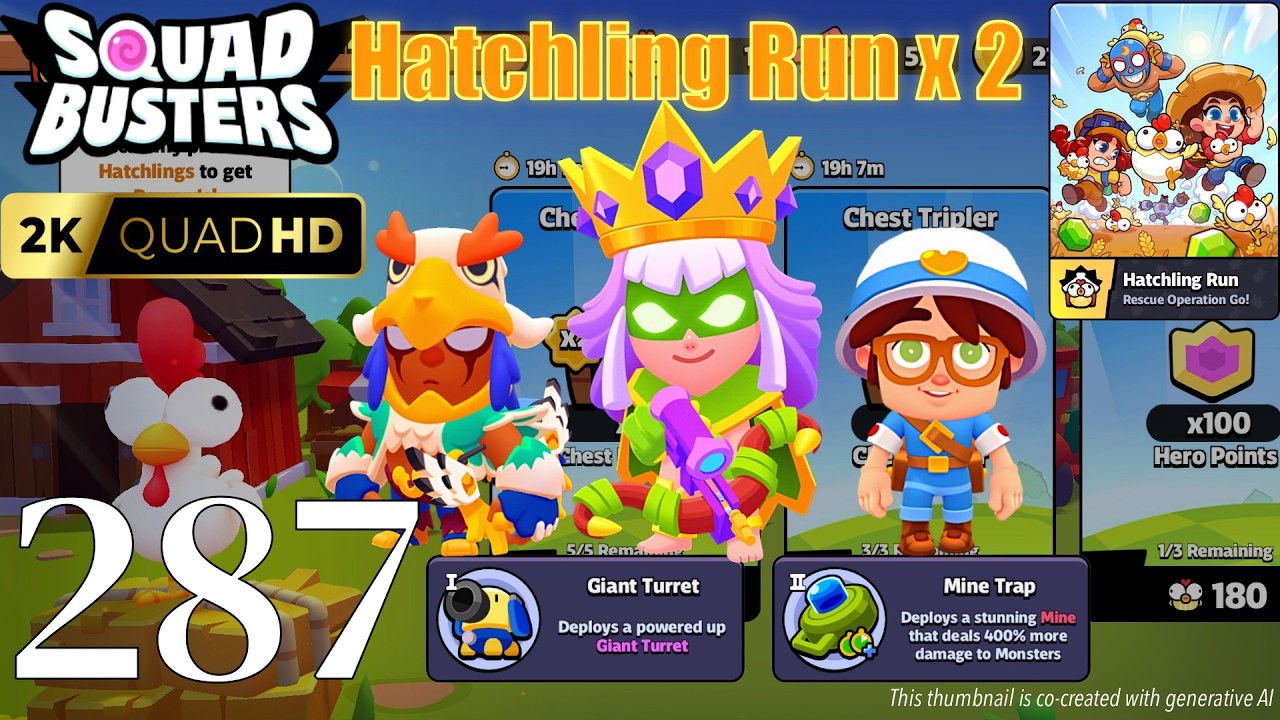 Squad Busters - Walkthrough Gameplay Part 287 - Archer Queen, Bo, Medic - Hatchling Run x 2