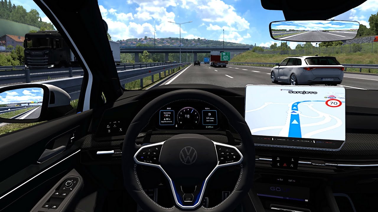 Volkswagen Golf R 8.5 2023 | Euro Truck Simulator 2 | Steering Wheel Game Play