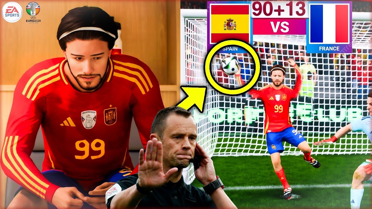 مهنة لاعب✋️ اليورو مع إسبانيا وأنقذتهم بلمسة يد 😱 ..!!