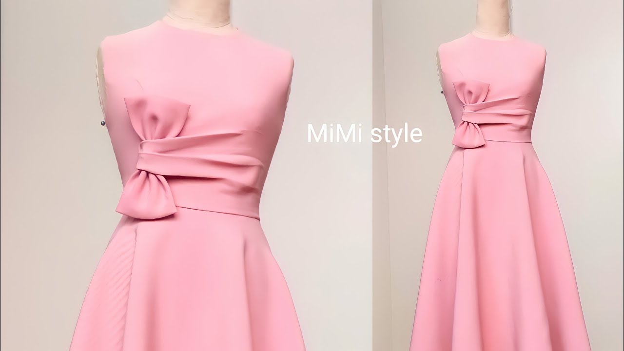 Thiết Kế Váy Xếp Ly Nơ Eo| Dạy cắt may ❤🥰 How To Make A Dress Pattern