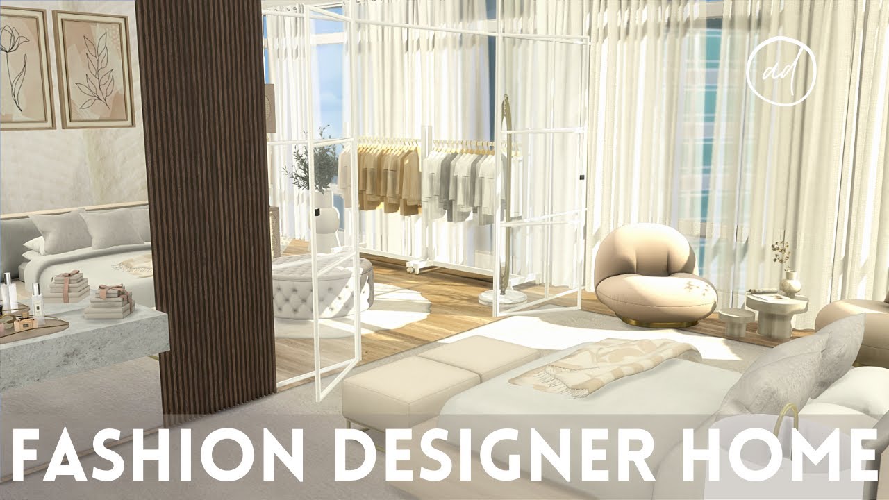 FASHION DESIGNER HOME with office and fitness room || Sims 4 || CC SPEED BUILD + CC List