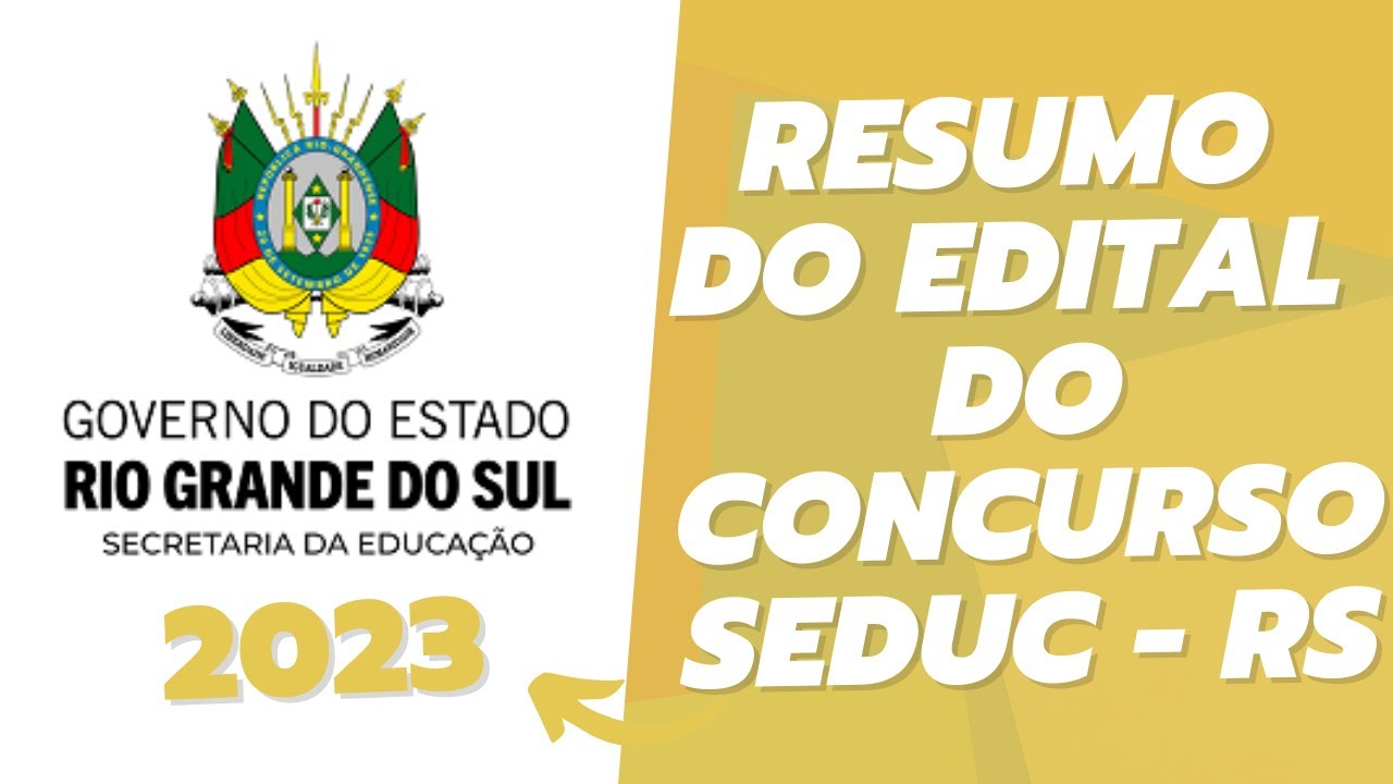 CONCURSO SEDUC - RS 2023: RESUMO DO EDITAL, INSCRI&Ccedil;&Otilde;ES E APOSTILAS